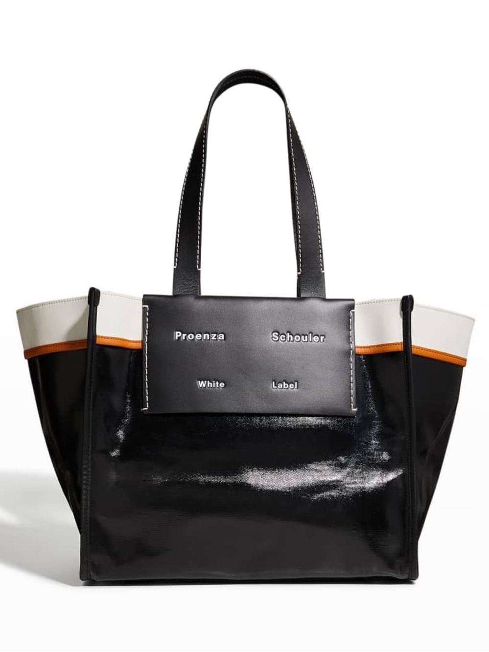 Proenza Schouler White Label Morris tote bag black coated canvas leather panels